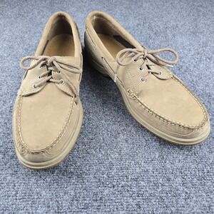 Sebago Docksides Men's Boat Shoes Size 12M Tan Leather Moc Toe Deck Casual‎